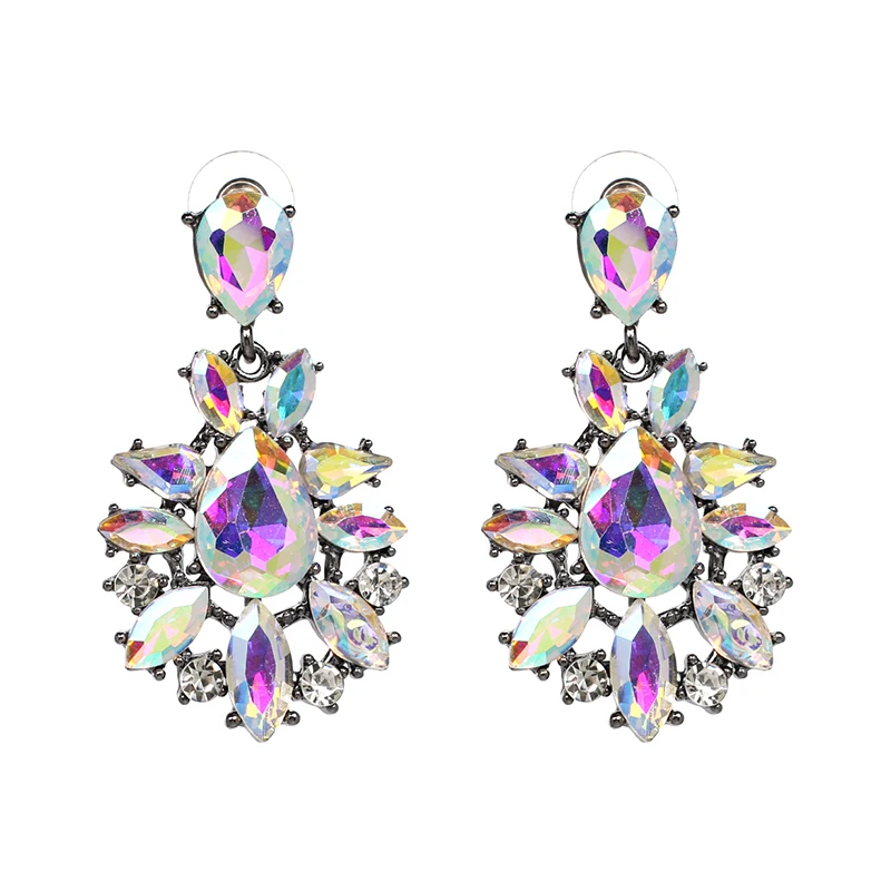 Новые полные цветные кристаллы Кристалл винтажный дизайн вечерние девушки Эффектные серьги для женщин оптом