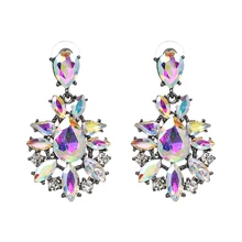 Новые полные цветные кристаллы Кристалл винтажный дизайн вечерние девушки Эффектные серьги для женщин оптом