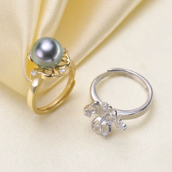 

2 color Pearl Ring Mountings Ring Findings Adjustable Ring Setting Jewelry Parts Fittings Charm Accessories Silver Jewellery