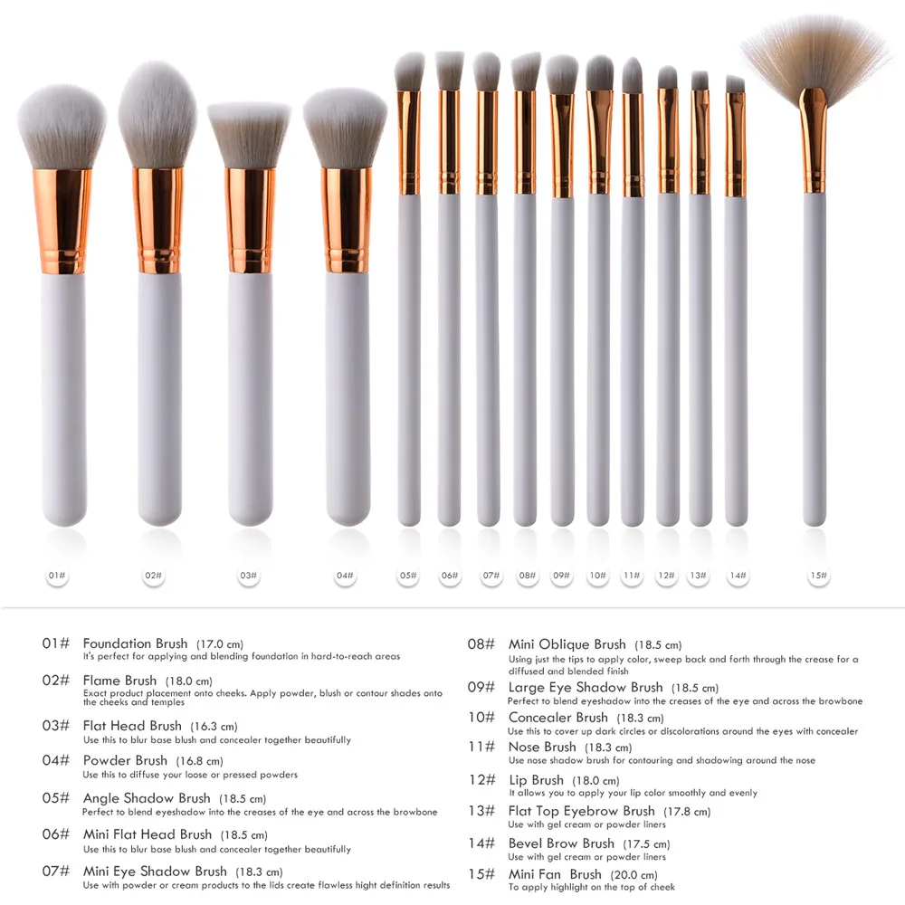 

15 x Pro Makeup Brushes Set Foundation Powder Eyeshadow Eyeliner Lip Brush Tool Foundation Blush Cream Cosmetics Brushes