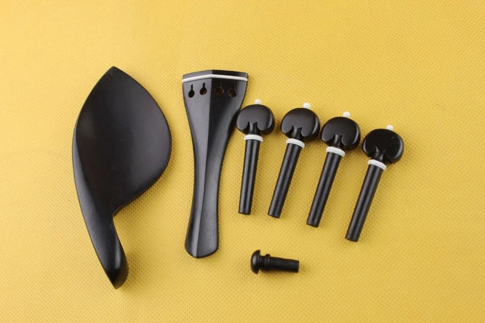 

5 sets new ebony Luthier violin parts 4/4, chinrest, tailpiece, pegs, endpin