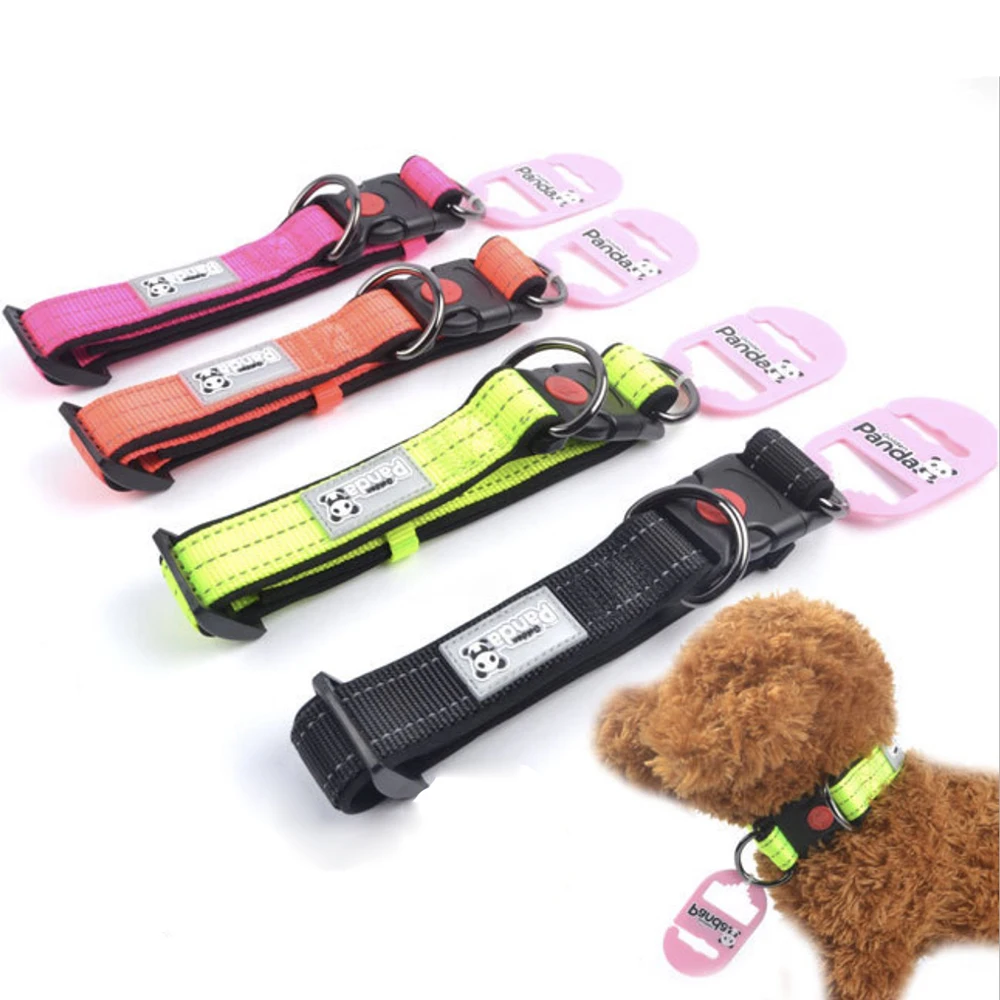 Reflective Dog Collar Adjustable Nylon Pet Dog Collars Mesh Padded Dog