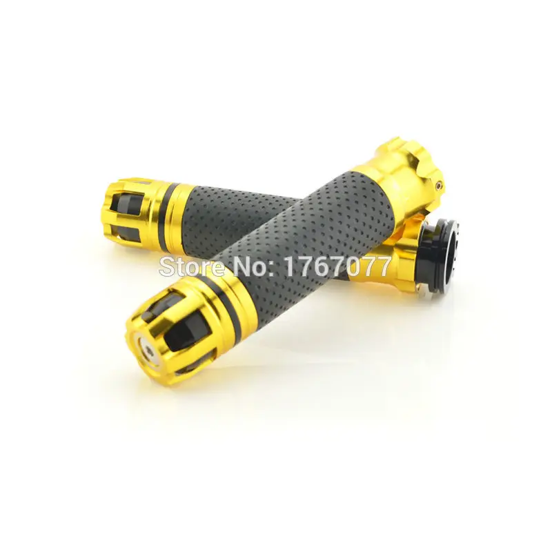 Free Shipping CNC Gold Motorcycle Grips Aluminum Rubber Gel Hand Grips