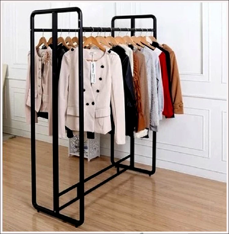 

Clothing store Two - row clothing display rack&Floor type double pole hanger
