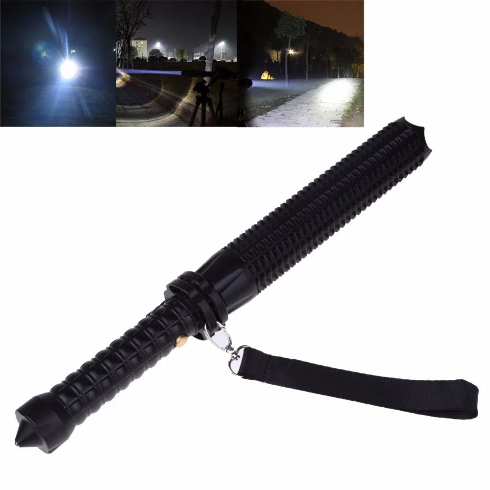 

New 2200LM CREE Q5 LED Spiked Mace Baseball Bat Long Flashlight 3 Modes Rechargeable Torch Lamp Outdoor Lighting