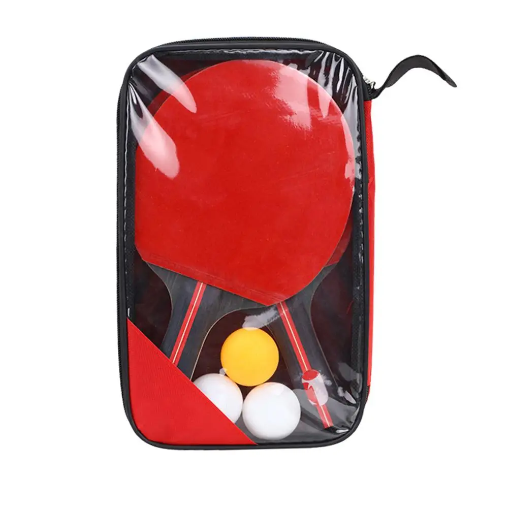 2 قطعة/الوحدة مضرب ترابيزة تنس مضرب مزدوجة الوجه البثور في طويل مقبض قصير بينغ بونغ مضرب الجدف مجموعة مع حقيبة 3 كرات