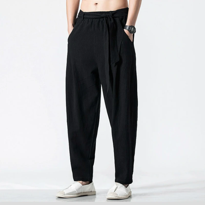 

2019 New Men Harem Pants New Casual Pants Men Linen Slim Fit Sweatpants Fashion Joggers Hip Hop Trousers Male Brand Clothing 5XL