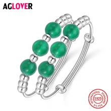 990 серебро браслет Браслеты Женская мода Шарм Зеленый агат Кристалл браслет женский Ювелирные украшения