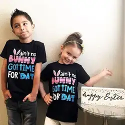 Модная детская одежда для мальчиков и девочек унисекс футболка с короткими рукавами принтом кроликов Лето футболка; Топы От 2 до 7 лет Y