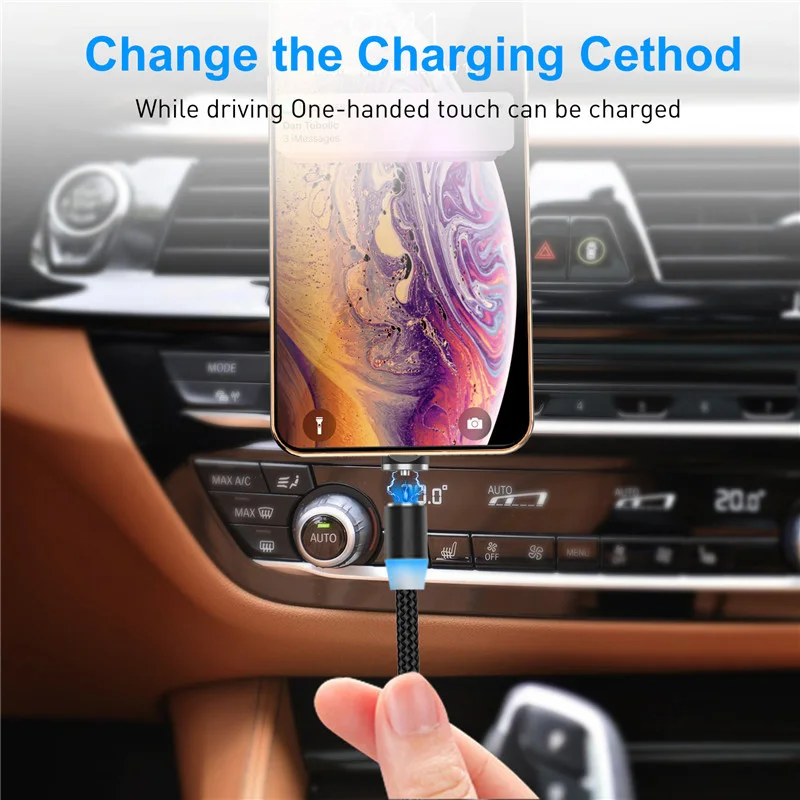 Suhach 1 м 2 м Магнитный светодиодный кабель Micro usb type C Магнитный usb кабель для зарядки iPhone X 7 8 XS Max XR huawei samsung xiaomi LG