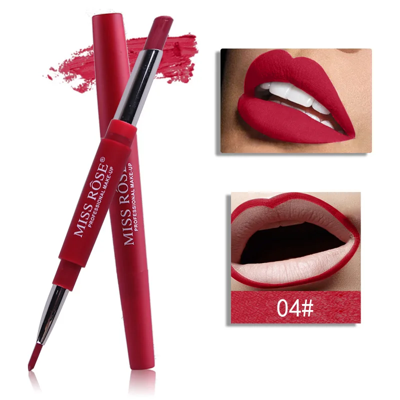 1Pcs Sexy Coral Red 20 Color Double-end Lip Makeup Lip Liner Waterproof Moisturizing Lipsticks Lasting Lip Pencil Cosmetic#02