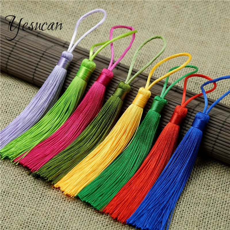 Yesucan 10PCS 12+5cm LongTassel Keychain Cellphone Straps Necklace Jewelry Charms DIY Accessories For Earrings Necklace Pendants