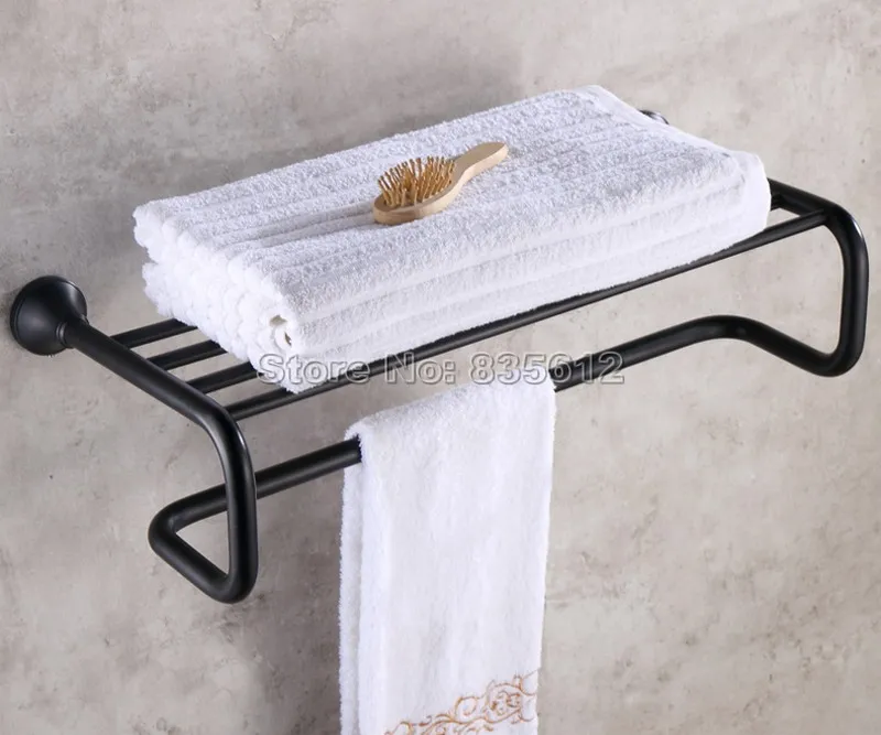 Black Oil Rubbed Bronze Wall Mounted Bathroom Accessory Towel Rail Holder Storage Rack Shelf Bar Wba851 modern wall mounted bathroom oil rubbed bronze towel rack shelf with towel bar