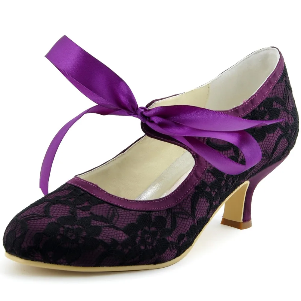 A3039-2; Цвет черный, фиолетовый; Туфли-лодочки для невесты и подружки невесты; туфли-лодочки для свадьбы с квадратным каблуком; атласные кружевные женские свадебные модельные туфли