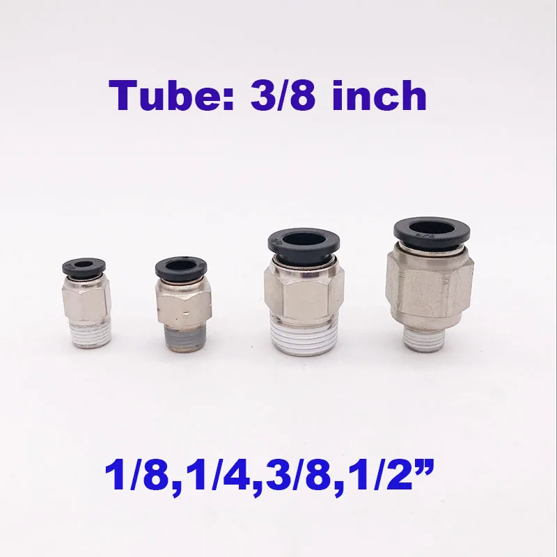 

3/8 inch air tube 1/8 1/4 3/8 1/2 BSP NPT thread straight joint copper plastic fitting One touch hose quick pipe connector