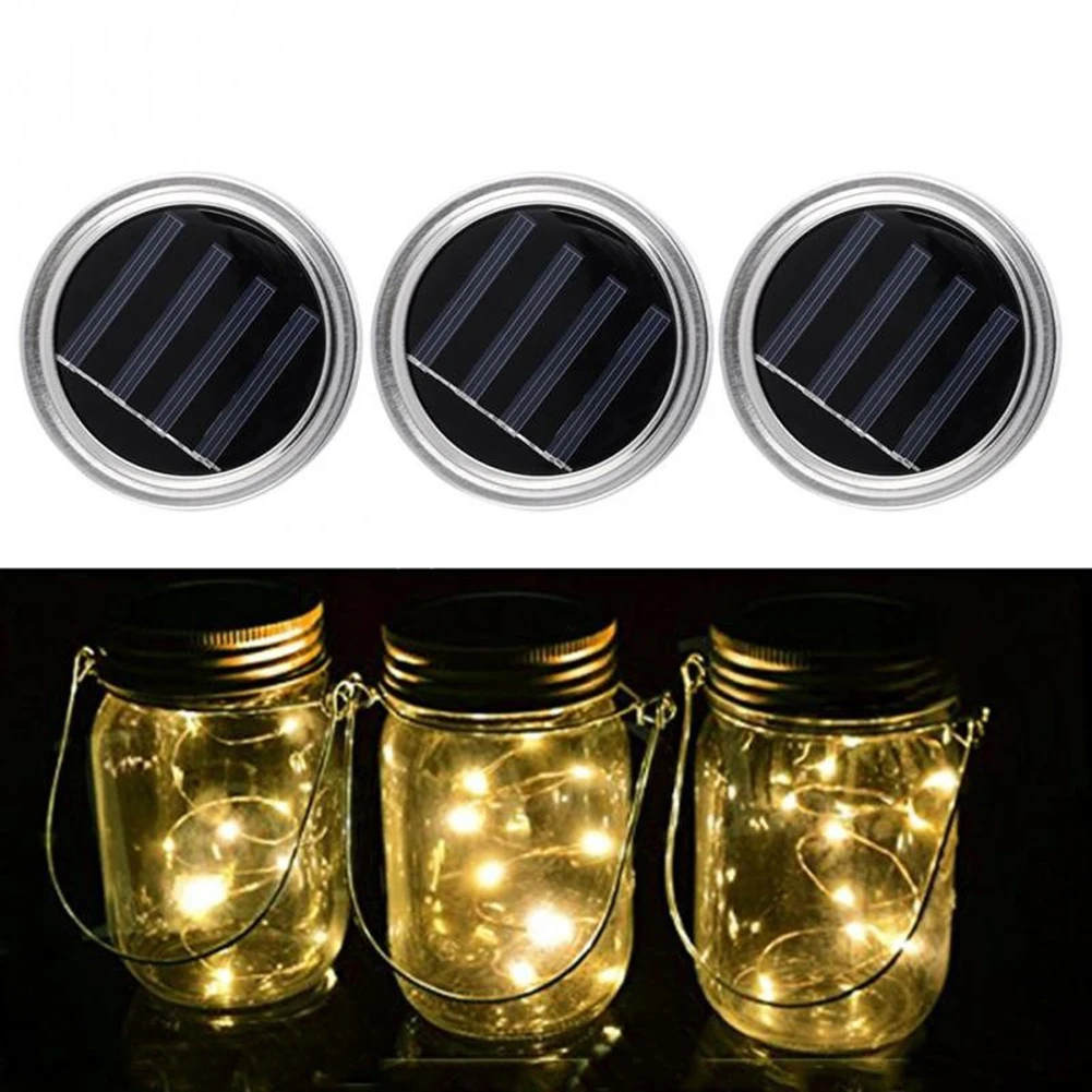 10/20LED солнечные крышки вставить свет шнура декор сада лампы для Mason Jar