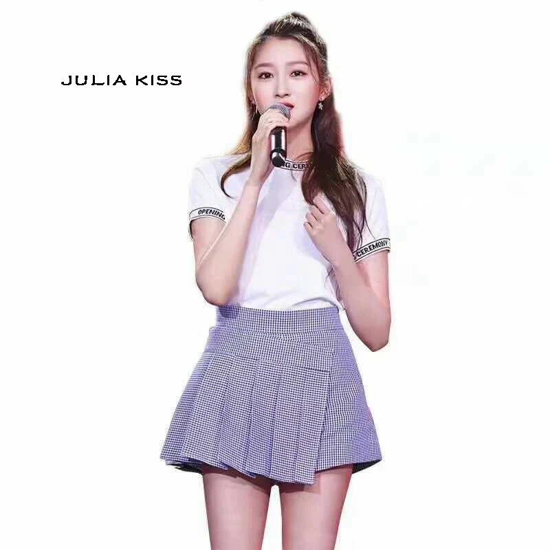 Женская клетчатая плиссированная юбка с асимметричным подолом плиссированная юбка с безопасными шортами