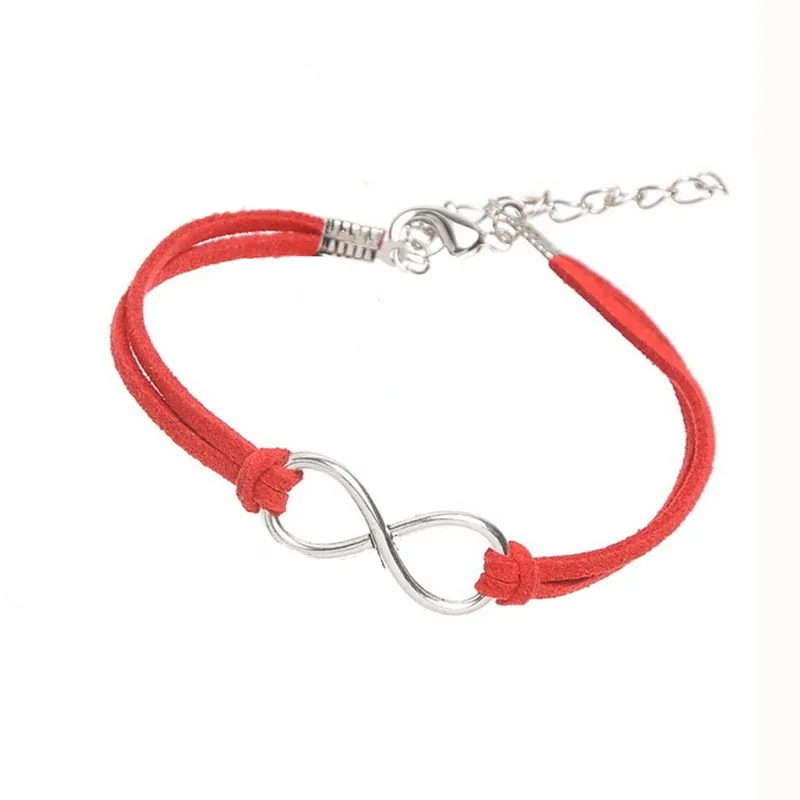 Silver Plated Leather Infinity Bracelet 8 Women Charm Bangle leather bracelet fashion bracelet fashion jewelry