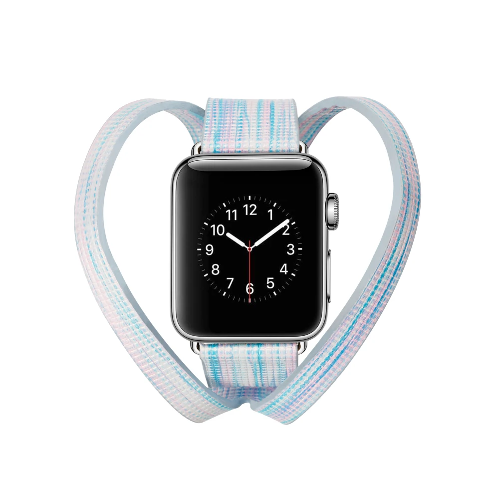Для Apple Watch Series 1 2 3 38 мм 42 мм многоцветный ремешок из натуральной кожи двойной тур сменный Браслет ремешок для часов