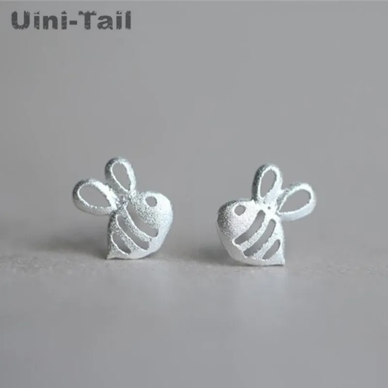 Uini-Tail Hot New 925 Sterling Silver Ear Studs Cute Small Bee Wholesale Women Korean Fashion Earrings Jewelry | Украшения и