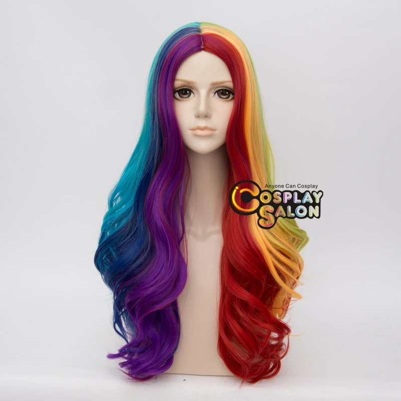 

70CM Rainbow Mixed-Colors Ombre Braid Lolita Heat Resistant Cosplay Curly Wig