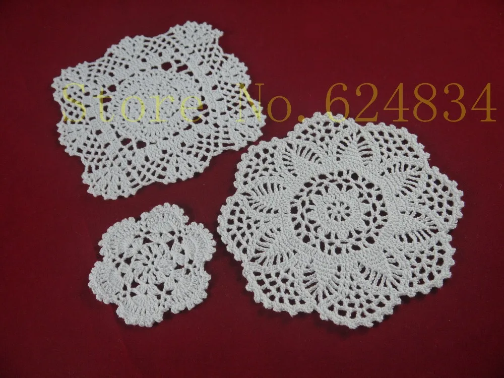 Free Shipping Handmade Crocheted Doilies table cover - 3 Design -Each 10 Piece candle holders cup mat porcelain pad | Дом и сад