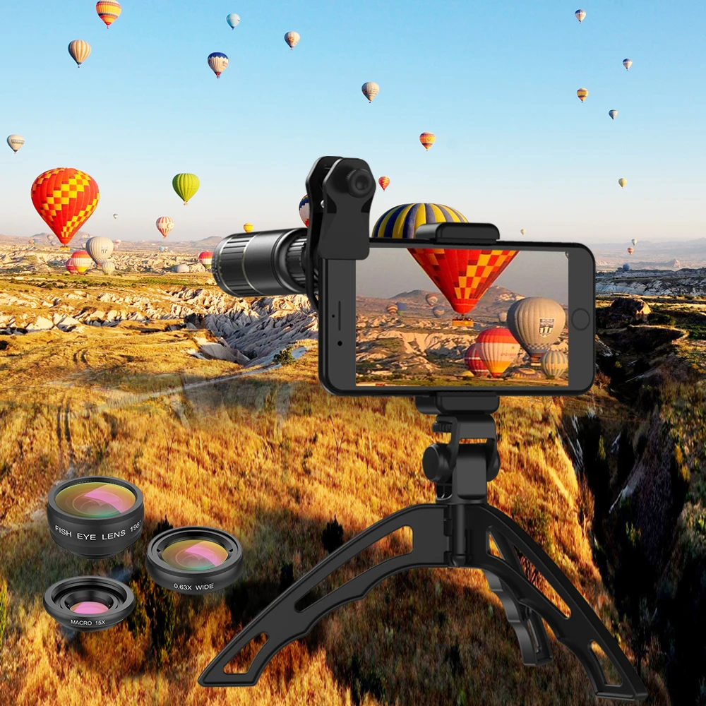APEXEL Phone Camera Lens Kit universal Metal 16x Telescope telephoto lens+selfie tripod+ 3 in 1 lens for Samsung iPhone and Android 20 _1