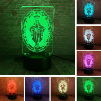 

The Virgin Mary 7 Color Gradient 3D Visual Illusion Led Sleep Light Night Lamp for Kids Bedroom Home Decor Toy Good Luck Gifts