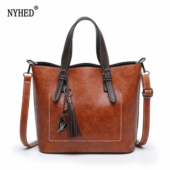 

NYHED Tote Women Shoulder Bag Fashion Vintage Leather Handbag Glamorous Female Messenger Bags Retro Crossbody Bag