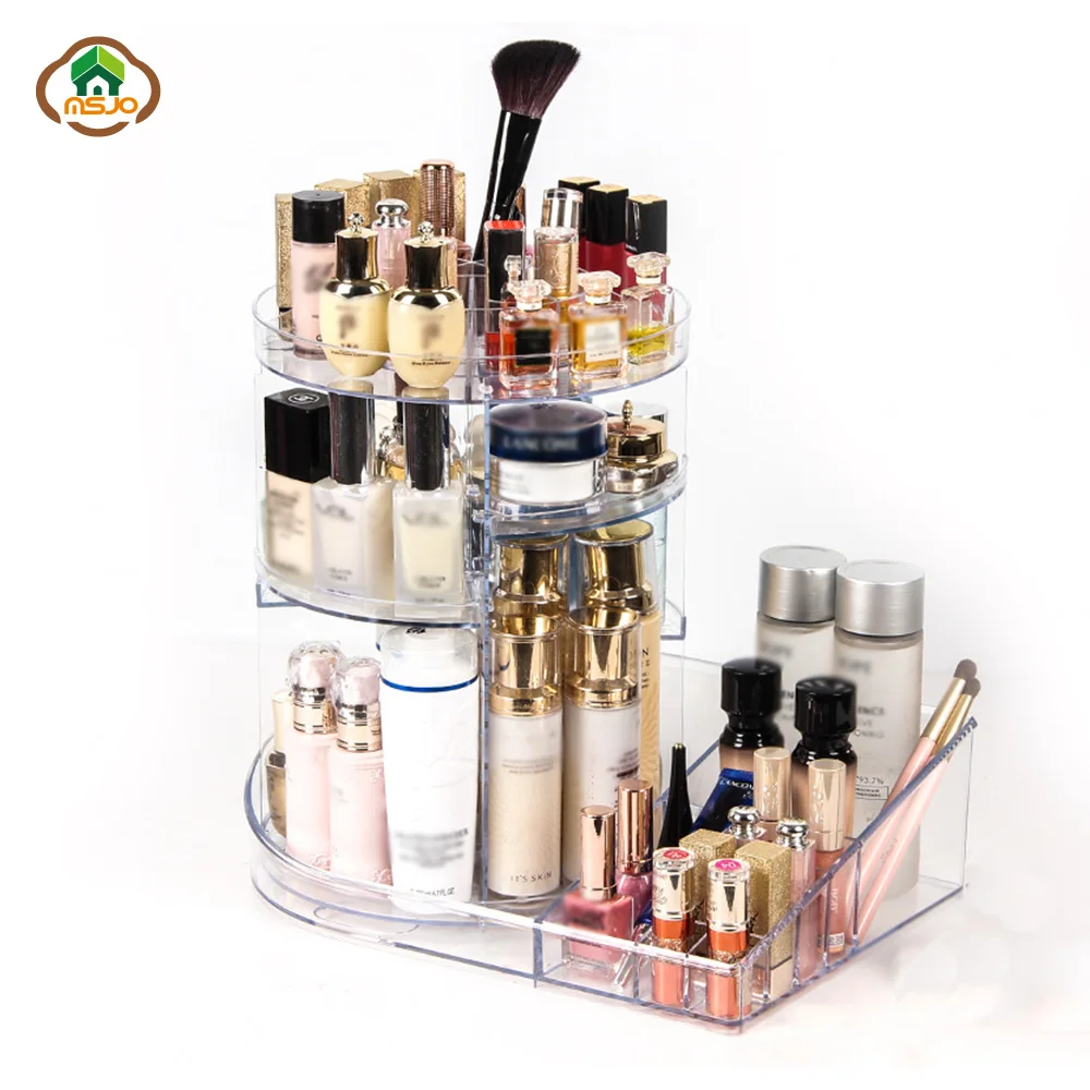 

Msjo Makeup Organizers Box 360 Degree Rotation Organizer For Cosmetics Detachable Beauty Brush Holder Jewelry Storage Box