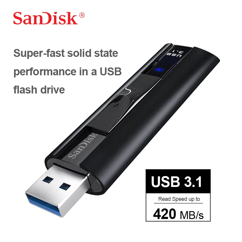 Двойной Флеш-накопитель SanDisk CZ880 Extreme PRO 128 ГБ 256 ГБ USB 3,1 твердотельный накопитель флеш-накопитель флэш-накопитель высокого Скорость 420 МБ/с. флеш-накопитель Usb Memory Stick