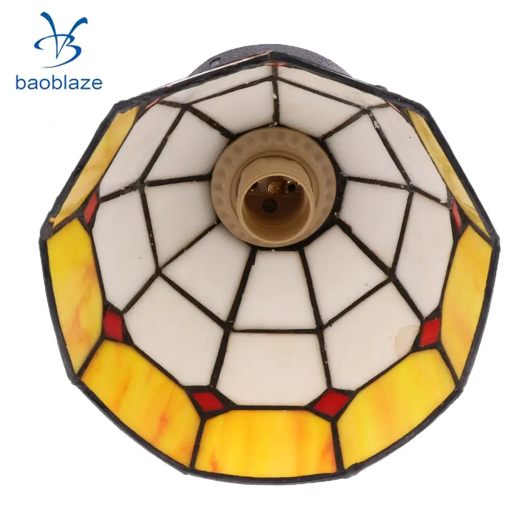 E27 Glass Mediterranean Style Body Surface Flush Mount Ceiling Light Lampshade Bulb Cover 110-220V