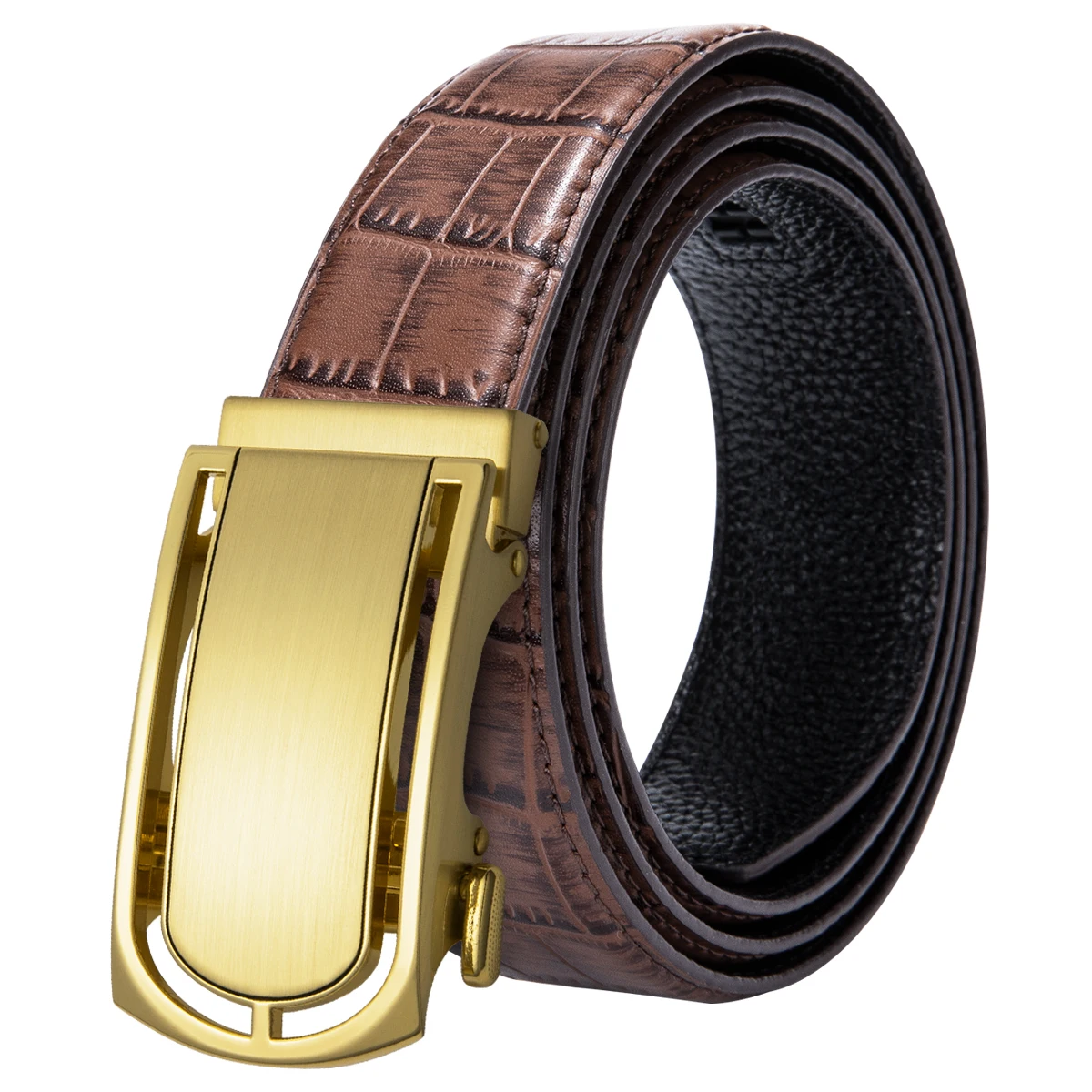 Gold Automatic Buckle Belts for Men High Quality Cowhide Genuine ...