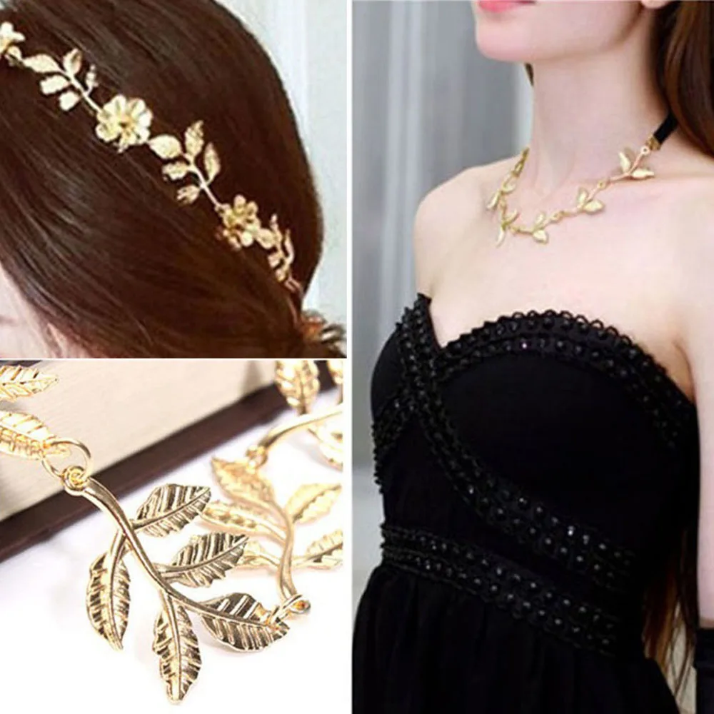 

High Quality New Fashion Women Elegant Women Gentler Vintage Hollow Leaf Elastic Hair Band Headband Elegant Hair Accessories