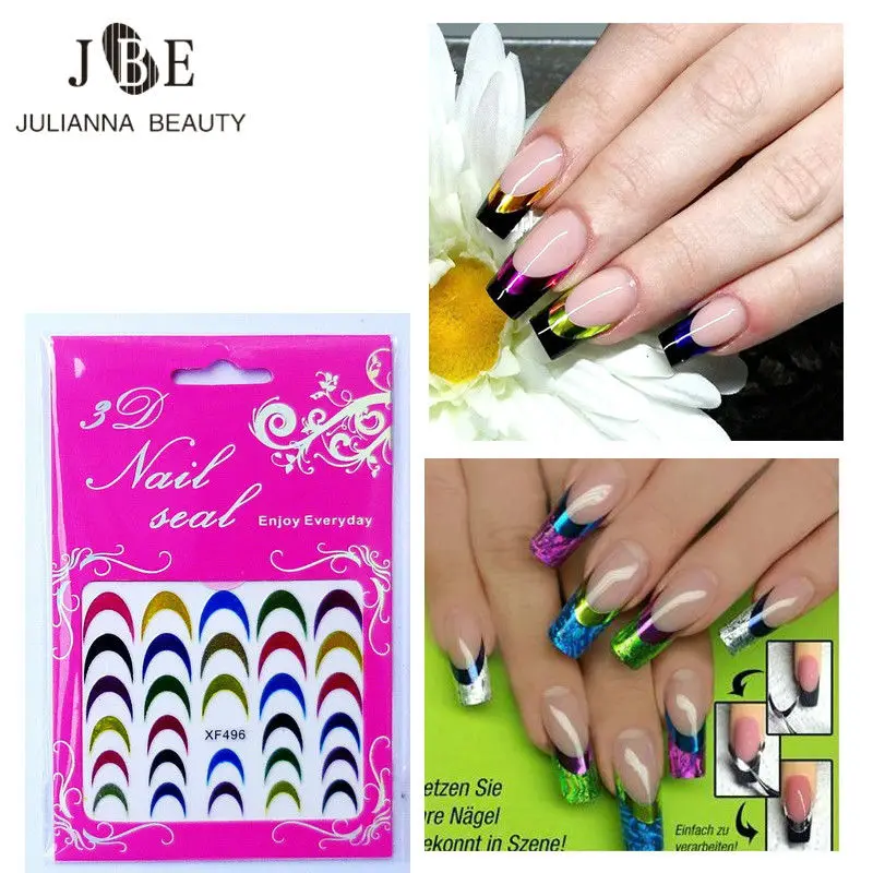 

20Cards/Lot Fashion Stylish Smile Pattern Decoration Metallic Manicure Nail Paste Tip Guide Sticker DIY Stencil French Nail Tool