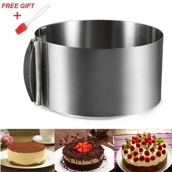 

Cake Ring Mold Adjustable 6-12inch Cake Round Mold Tiramisu Mousse Stainless Steel 2 IN 1 Cake Mold Ring For Baking Pastry Tools
