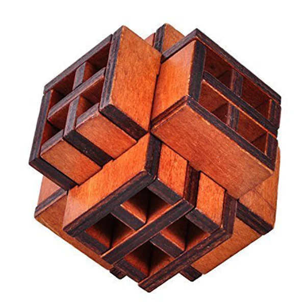 

3D Wooden Window Cube Lock Burr Puzzle Brain Teaser Puzzles Removing Assembling Toy