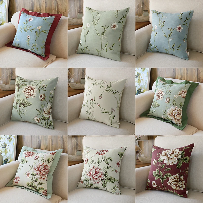 

30x40/40x40/45x45/50x50/55x55cm pastrol floral cushion cover sofa flowers leaves throw pillowcase lumbar pillow cover backrest
