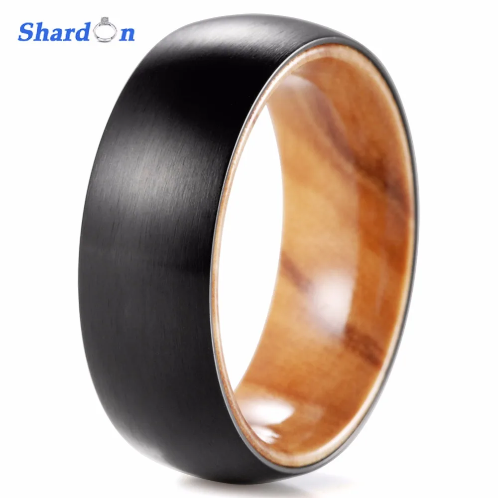 SHARDON 8mm Black Titanium Inner wood Ring with Matte Finishing Mens Wood Rings/wood Wedding Band Men's wedding Band