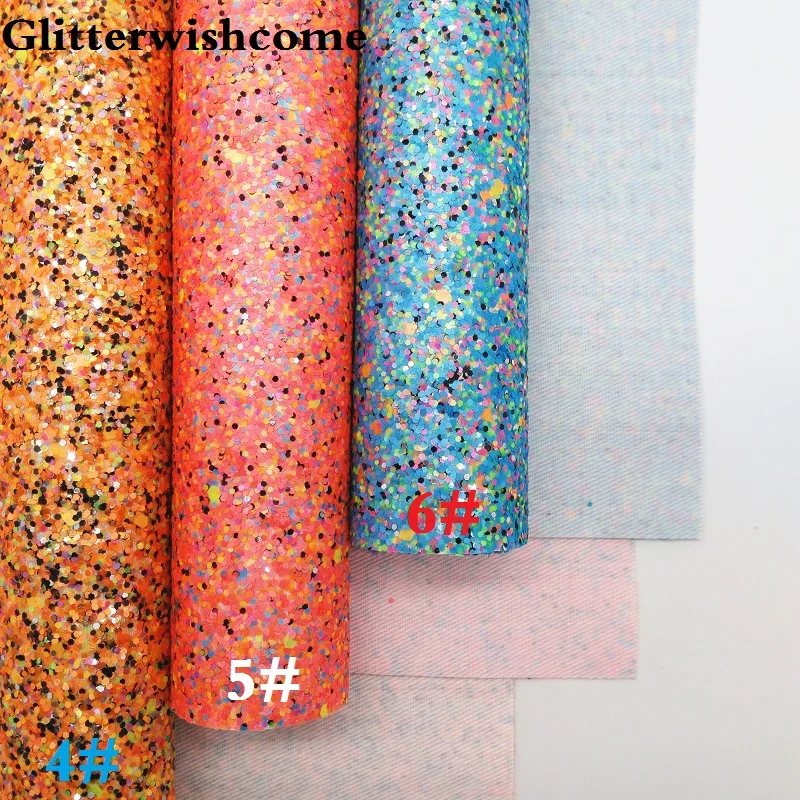 Винил Glitterwishcome размера A4 21 х29 см для бантов крупная блестящая кожаная ткань винил