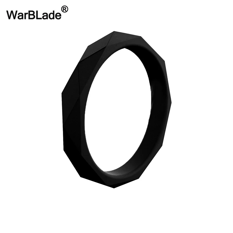 Модное Силиконовое кольцо на палец в форме диаманда 3 мм, пищевое Силиконовое кольцо FDA, женское Гипоаллергенное гибкое резиновое кольцо для кроссфита - Цвет основного камня: black