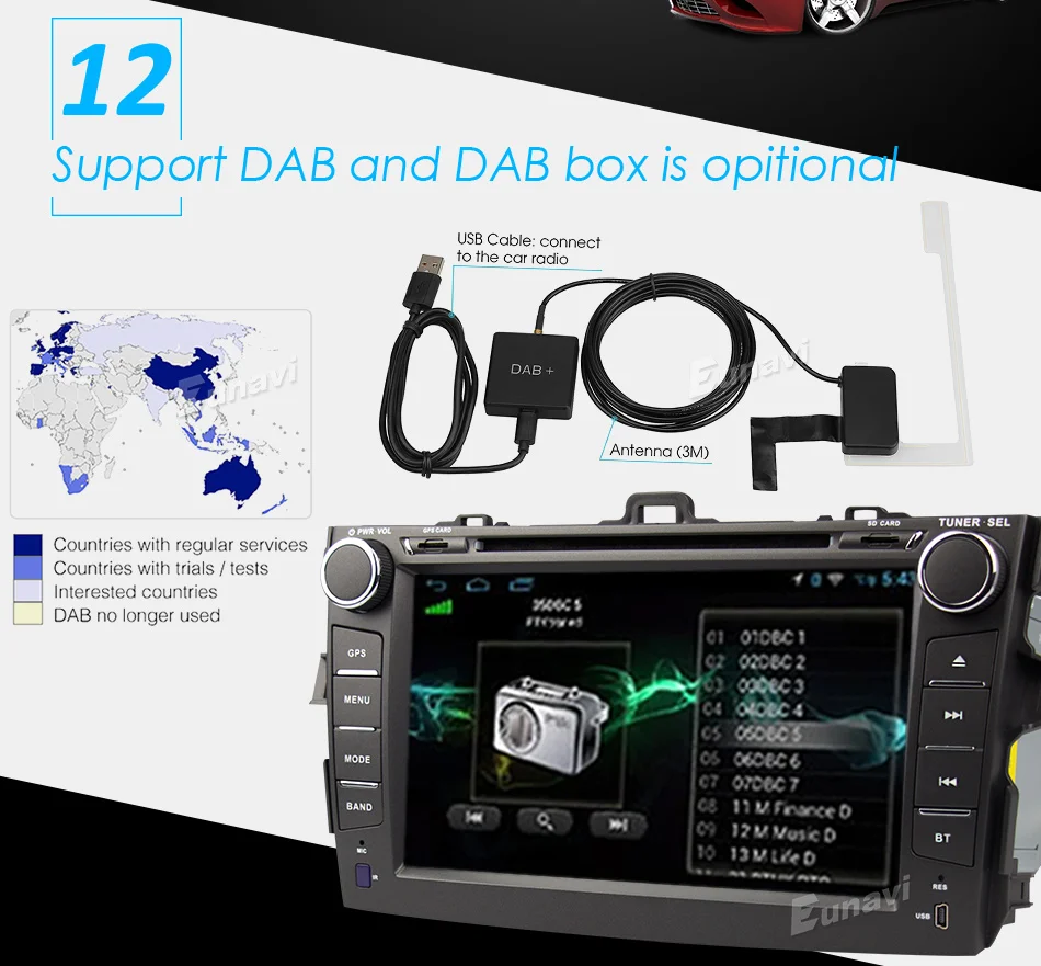 Excellent Octa core 2 din Android 8.1 car dvd radio player stereo gps for Toyota Corolla 2007 2008 2009 2010 2011 2G RAM capacitive screen 19
