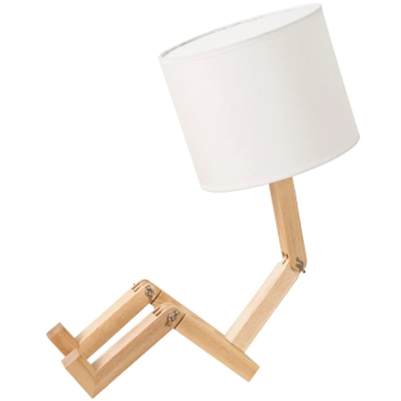 

Modern Minimalist Table Lamp Nordic Creative Personality Cartoon Warm Folding Bedroom Beside Small Solid Wood Table Lamp-Eu Pl