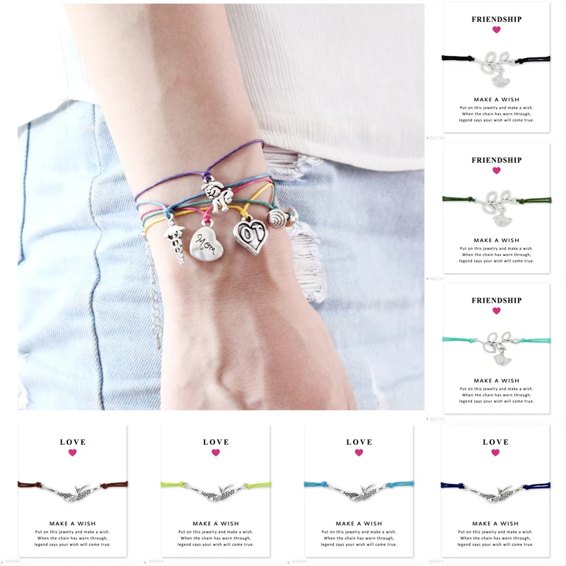 

Girls Adjustable Friendship Statement Jewelry with Card Make a Wish Silver Tree of Life Charm Bracelets for Women