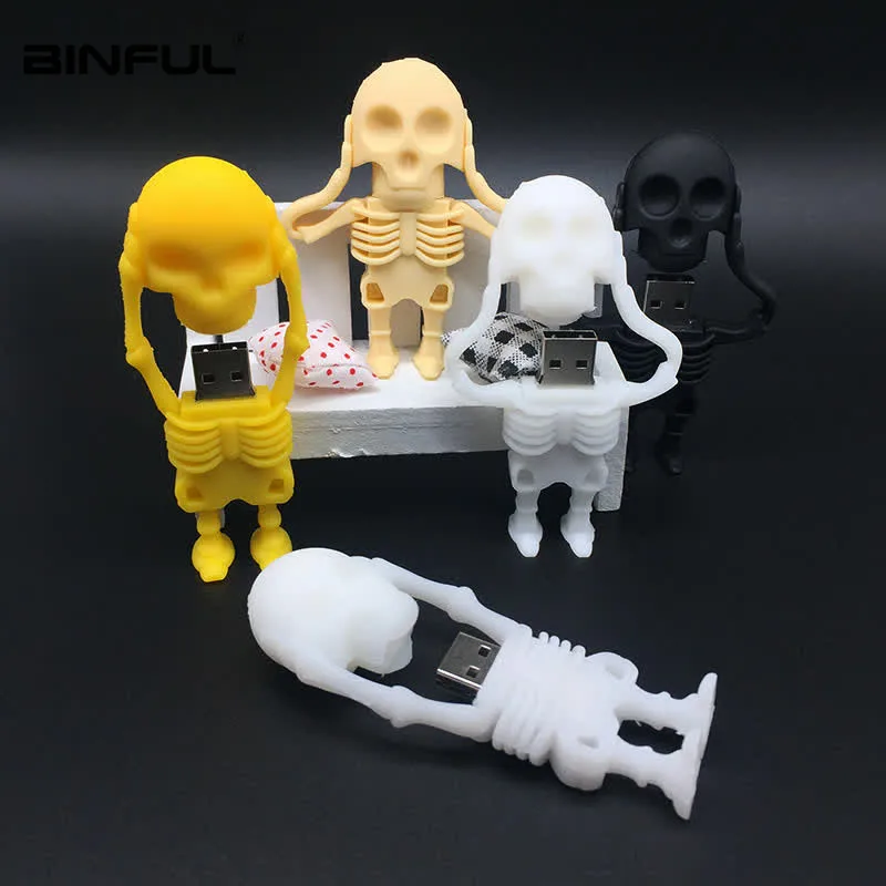 usb флэш-накопитель 128 ГБ, флеш-накопитель 32 ГБ, черный череп, скелет, флешка, 16 ГБ, 8 ГБ, 64 ГБ, usb 2,0, usb память, подарок на Рождество, Хэллоуин