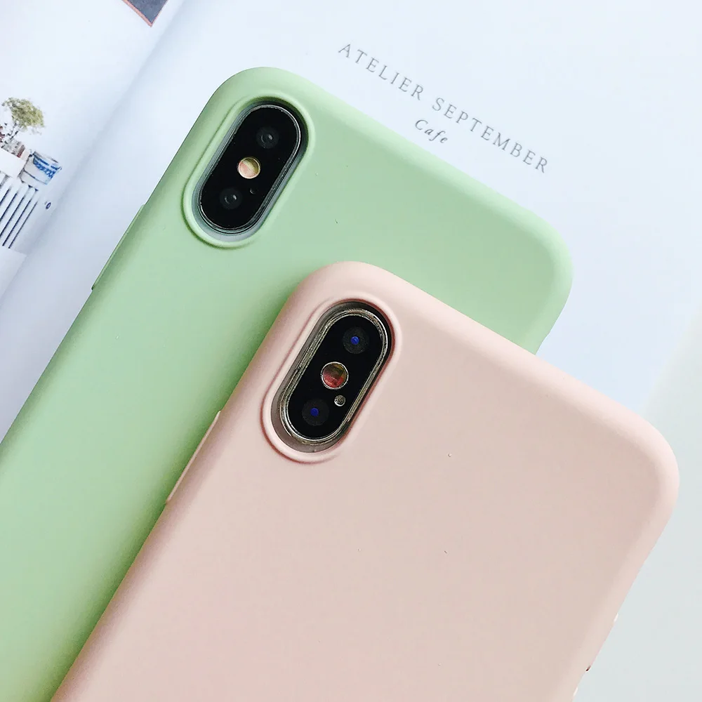 KIPX1124_4_JONSNOW Pure Color Silicone Case for iPhone XS XR XS Max 6 6S 6P 7 8 Plus Ultra-thin Matte Dirt-resistant Soft TPU Solid Cover