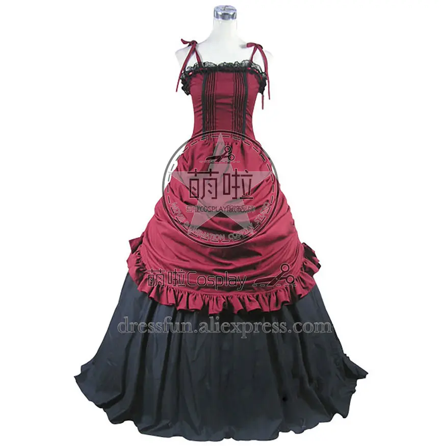 Southern Belle Civil War Ball Gown Prom Red Dress Sleeveless