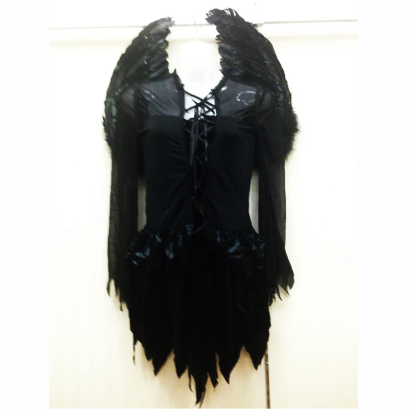 

Halloween Sexy black Angel White Angel Costume With wings Adult Vampire Cosplay Dress Party Scary Elf Day of the Dead clothing