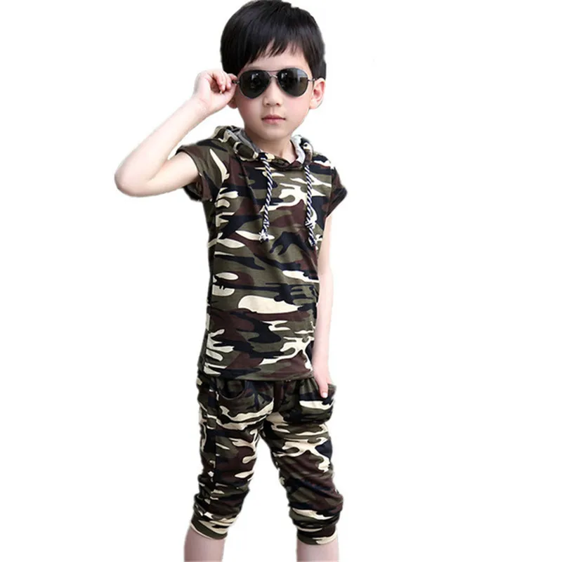 

Baby T Shirt + Shorts Boy Set Summer Kids Suit Costume Cotton Toddler Tracksuit Boys Clothes Casual Children Camouflage Clothing