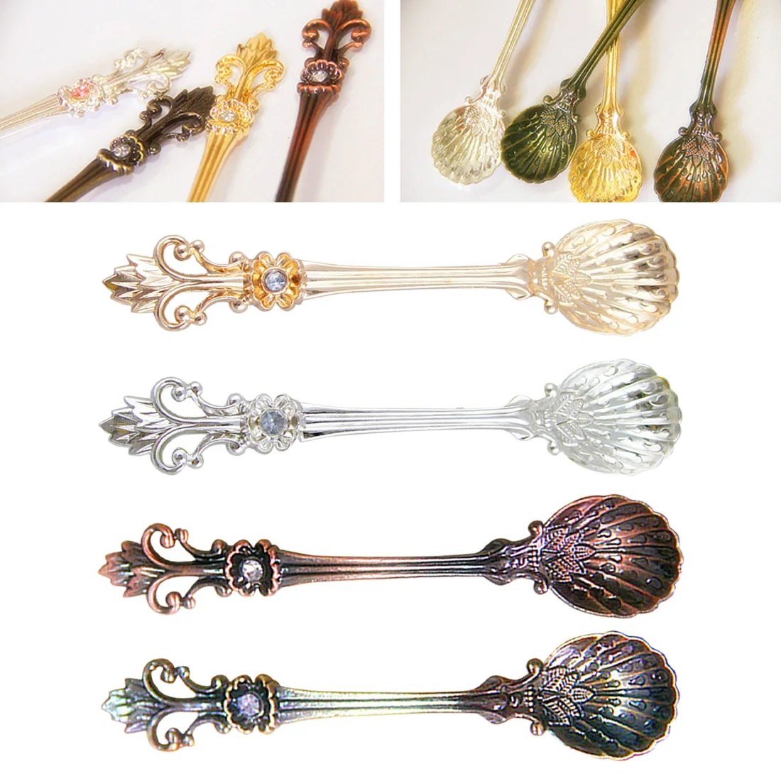 Royal Style Metal Carved Coffee Spoon Set Vintage Table Spoon Antique Tea Spoons Coffee Spoon 1PC Fork Tablespoons